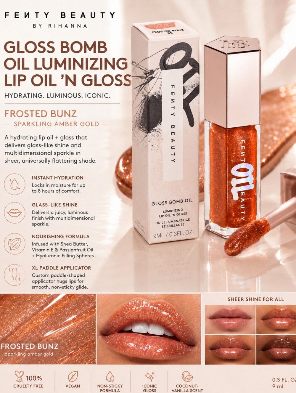 Fenty Beauty Gloss Bomb Oil Luminizing Lip Oil ’N Gloss – FRO$TED BUNZ